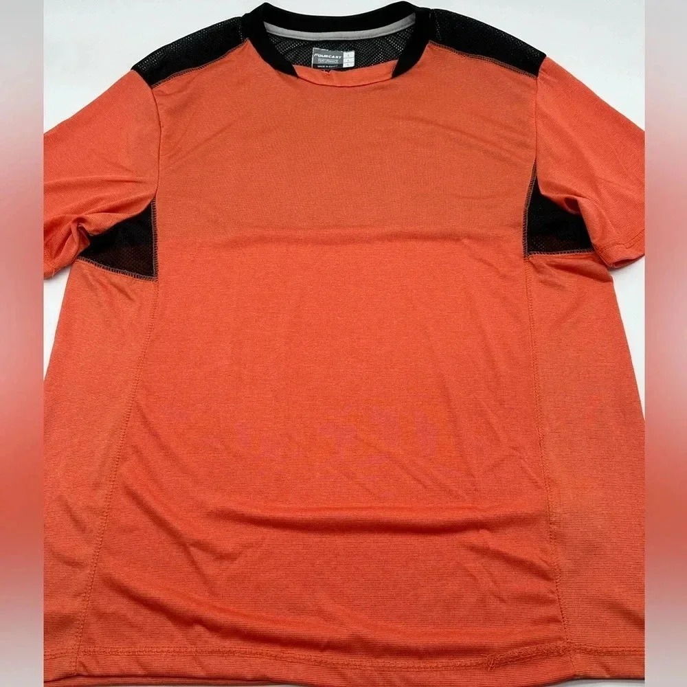 Fourcast Performance Shirt Mens L Black And Orange Activewear Workout‎ Mesh